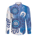 NAIDOC Week 2026 Long Sleeve Button Shirt 50 Years Deadly Dhari Blue Aboriginal Art