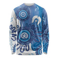 NAIDOC Week 2026 Long Sleeve Shirt 50 Years Deadly Dhari Blue Aboriginal Art