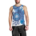NAIDOC Week 2026 Men Tank Top 50 Years Deadly Dhari Blue Aboriginal Art