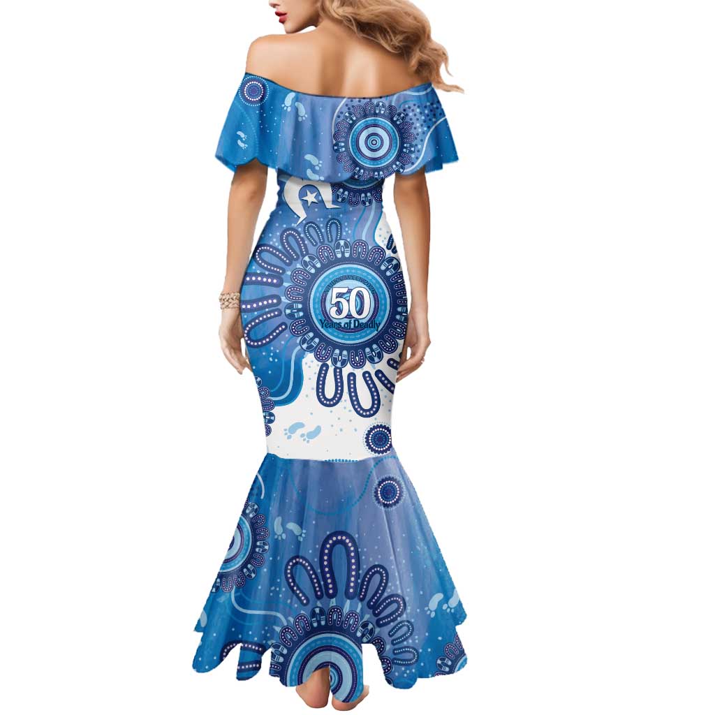 NAIDOC Week 2026 Mermaid Dress 50 Years Deadly Dhari Blue Aboriginal Art