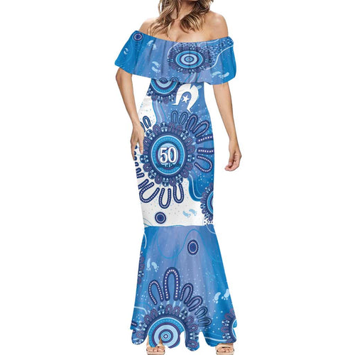 NAIDOC Week 2026 Mermaid Dress 50 Years Deadly Dhari Blue Aboriginal Art