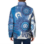 NAIDOC Week 2026 Padded Jacket 50 Years Deadly Dhari Blue Aboriginal Art