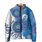 NAIDOC Week 2026 Padded Jacket 50 Years Deadly Dhari Blue Aboriginal Art