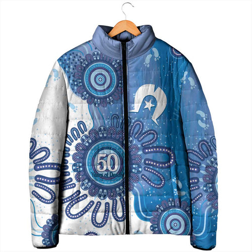 NAIDOC Week 2026 Padded Jacket 50 Years Deadly Dhari Blue Aboriginal Art