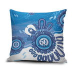 NAIDOC Week 2026 Pillow Cover 50 Years Deadly Dhari Blue Aboriginal Art