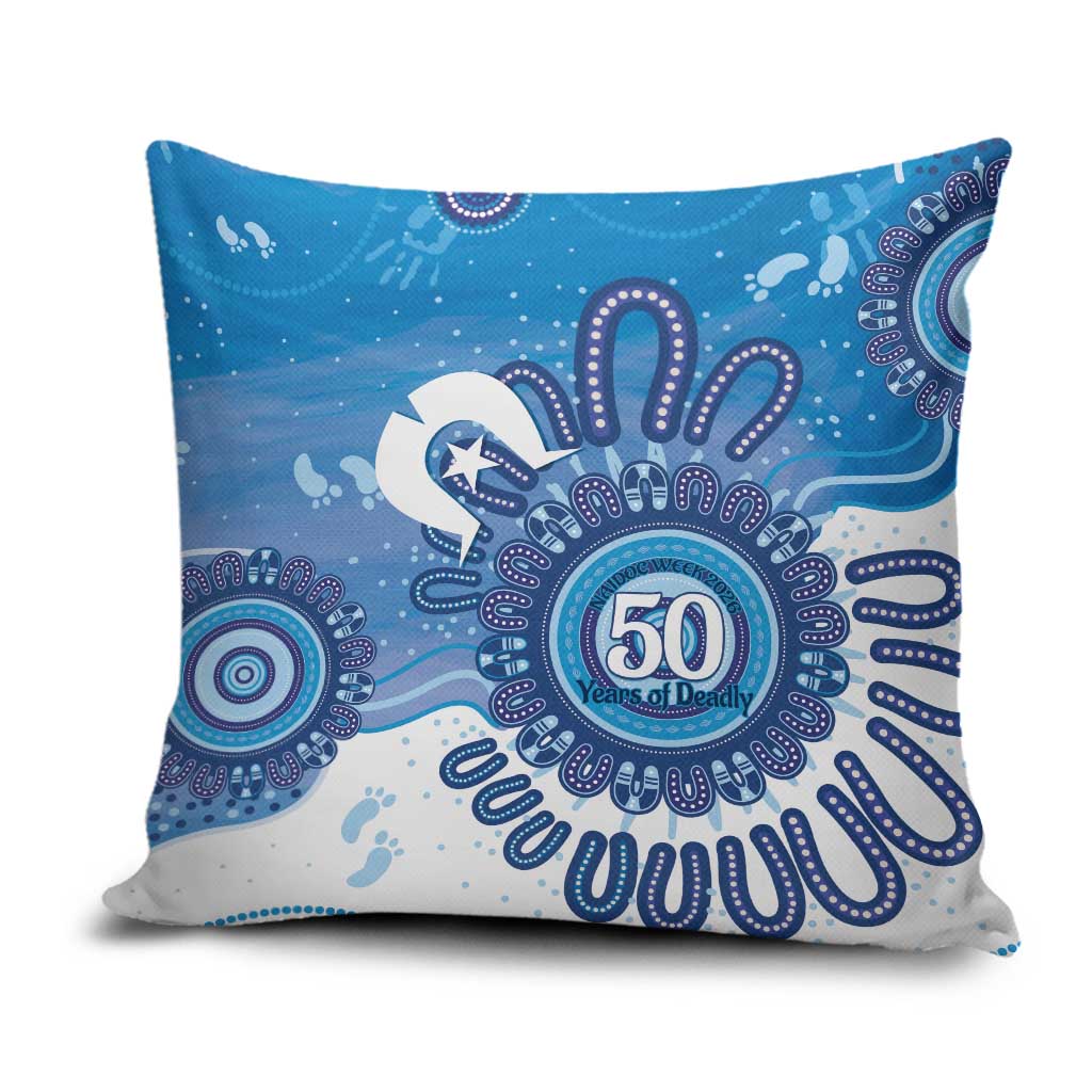 NAIDOC Week 2026 Pillow Cover 50 Years Deadly Dhari Blue Aboriginal Art