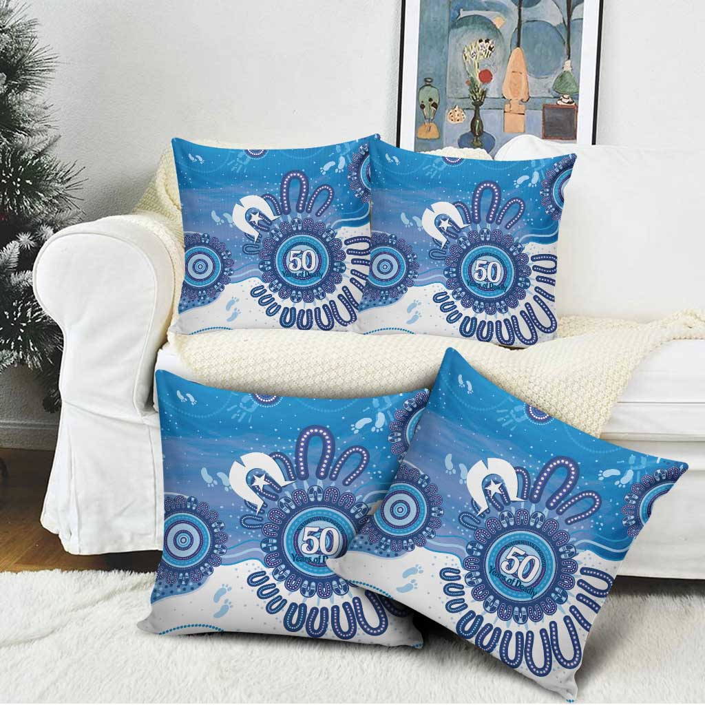 NAIDOC Week 2026 Pillow Cover 50 Years Deadly Dhari Blue Aboriginal Art