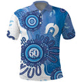 NAIDOC Week 2026 Polo Shirt 50 Years Deadly Dhari Blue Aboriginal Art