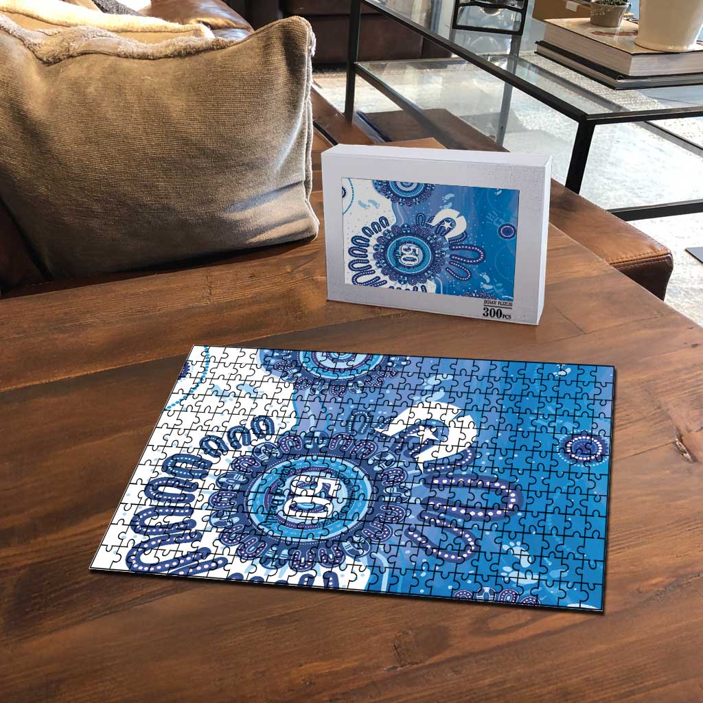 NAIDOC Week 2026 Puzzle 50 Years Deadly Dhari Blue Aboriginal Art