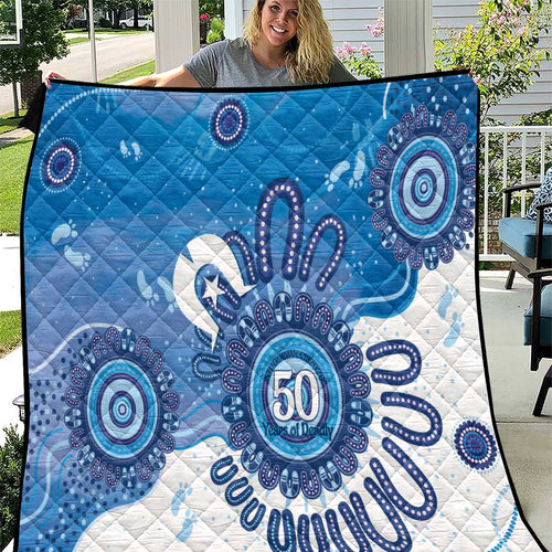 NAIDOC Week 2026 Quilt 50 Years Deadly Dhari Blue Aboriginal Art