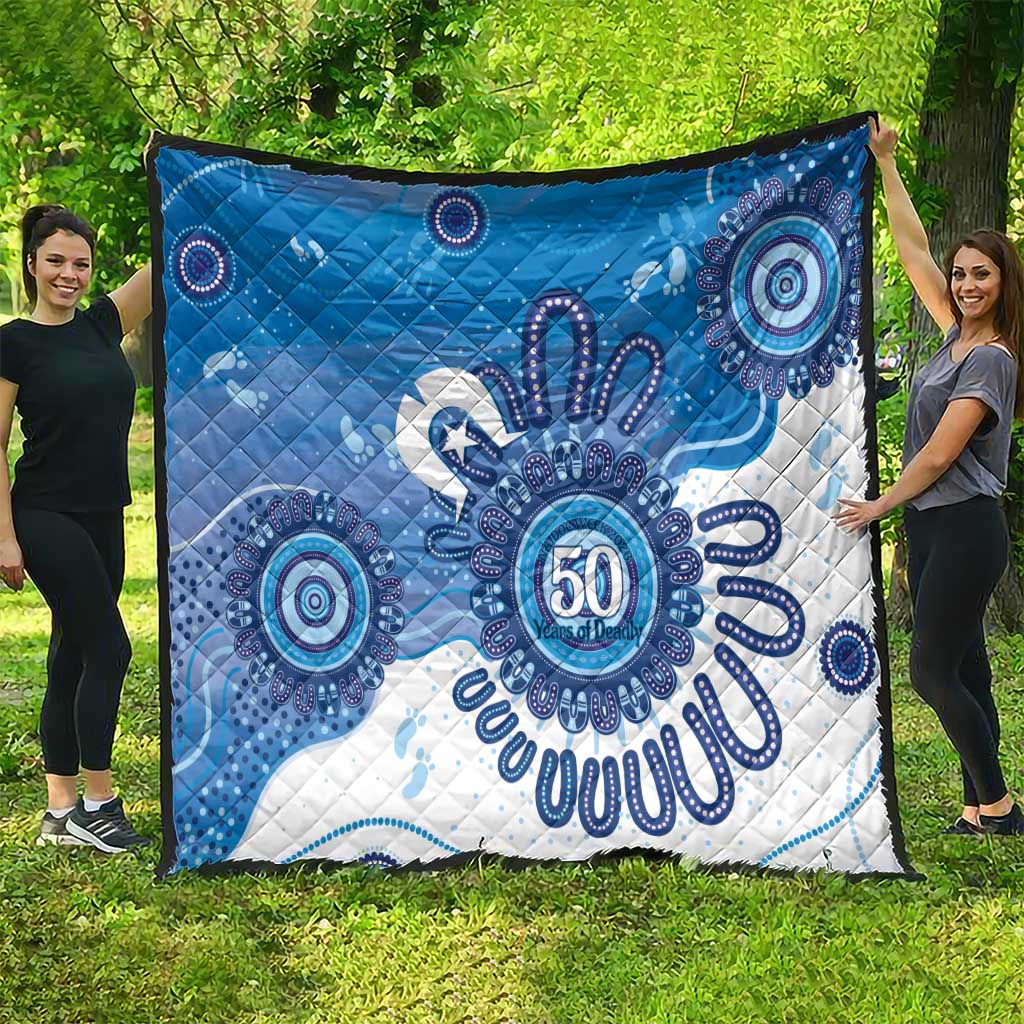 NAIDOC Week 2026 Quilt 50 Years Deadly Dhari Blue Aboriginal Art
