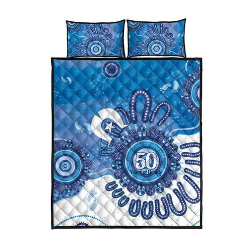 NAIDOC Week 2026 Quilt Bed Set 50 Years Deadly Dhari Blue Aboriginal Art