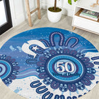 NAIDOC Week 2026 Round Carpet 50 Years Deadly Dhari Blue Aboriginal Art