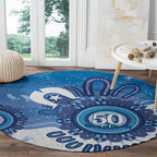 NAIDOC Week 2026 Round Carpet 50 Years Deadly Dhari Blue Aboriginal Art