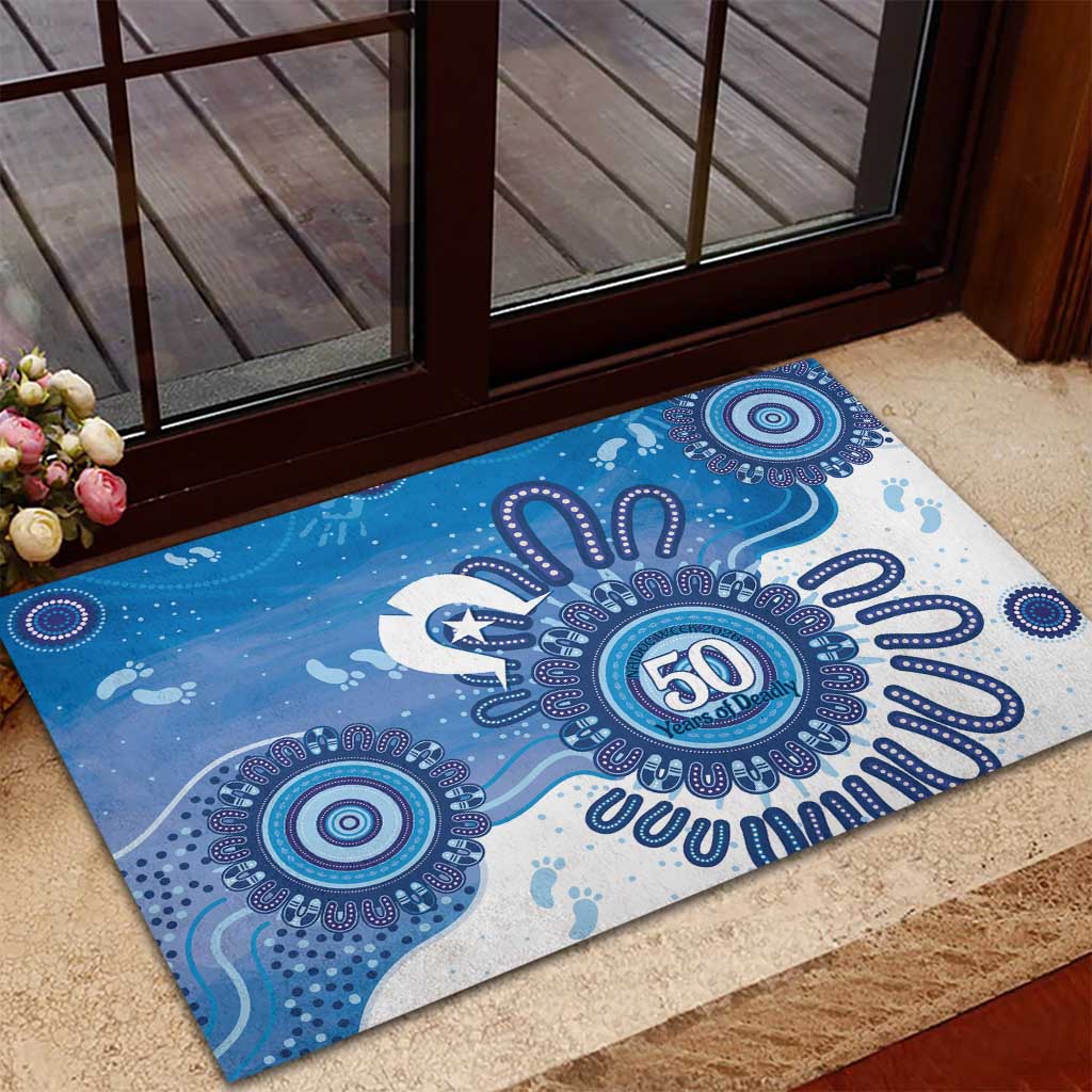 NAIDOC Week 2026 Rubber Doormat 50 Years Deadly Dhari Blue Aboriginal Art