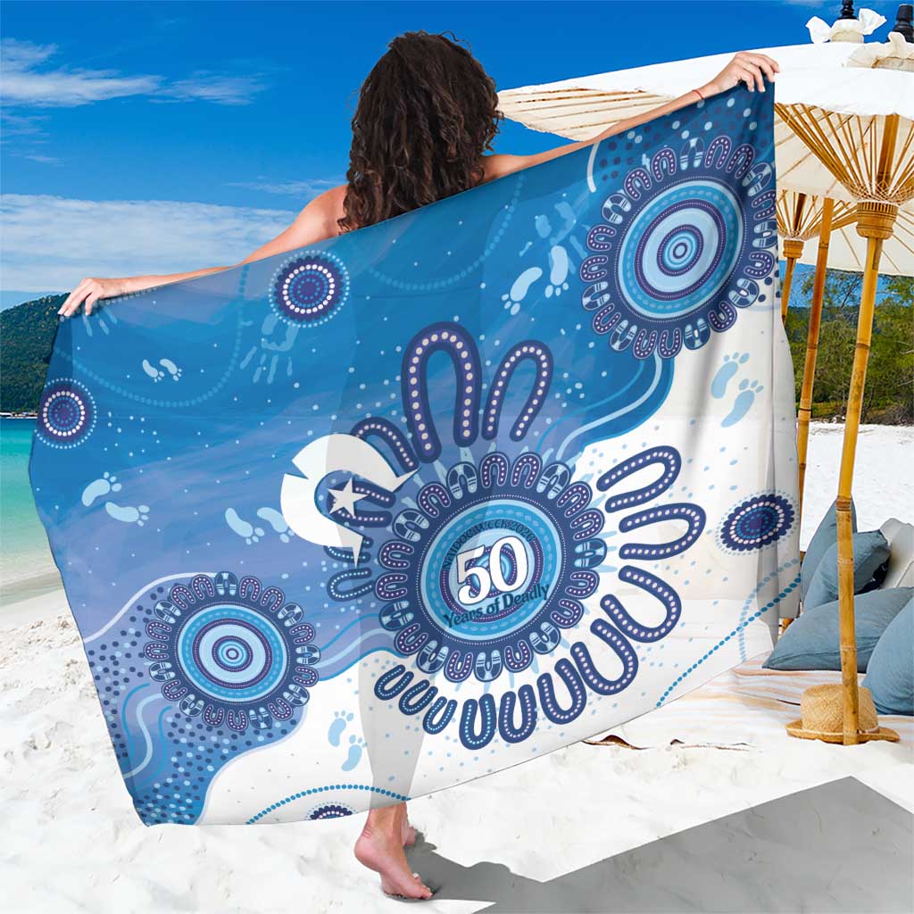 NAIDOC Week 2026 Sarong 50 Years Deadly Dhari Blue Aboriginal Art