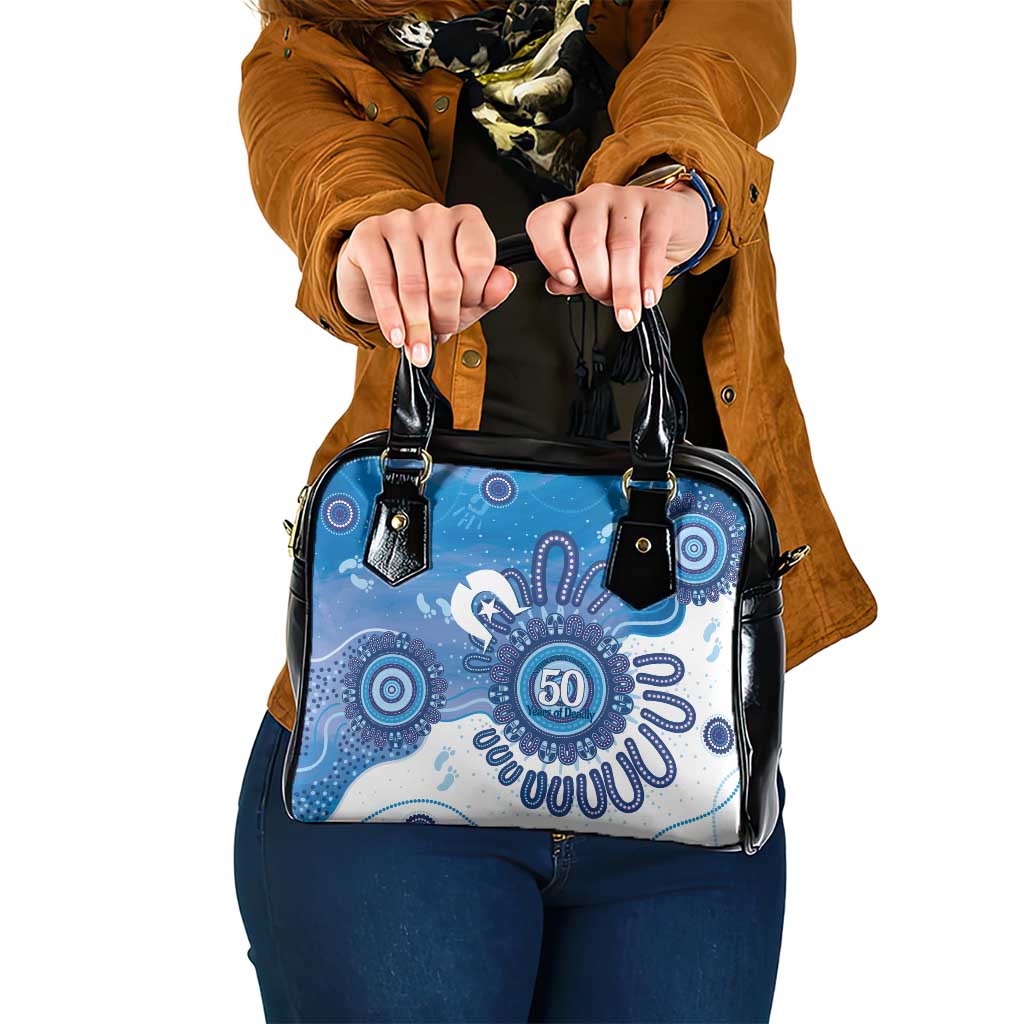 NAIDOC Week 2026 Shoulder Handbag 50 Years Deadly Dhari Blue Aboriginal Art