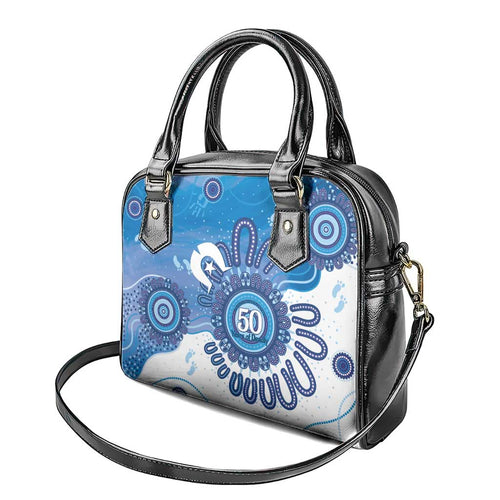 NAIDOC Week 2026 Shoulder Handbag 50 Years Deadly Dhari Blue Aboriginal Art
