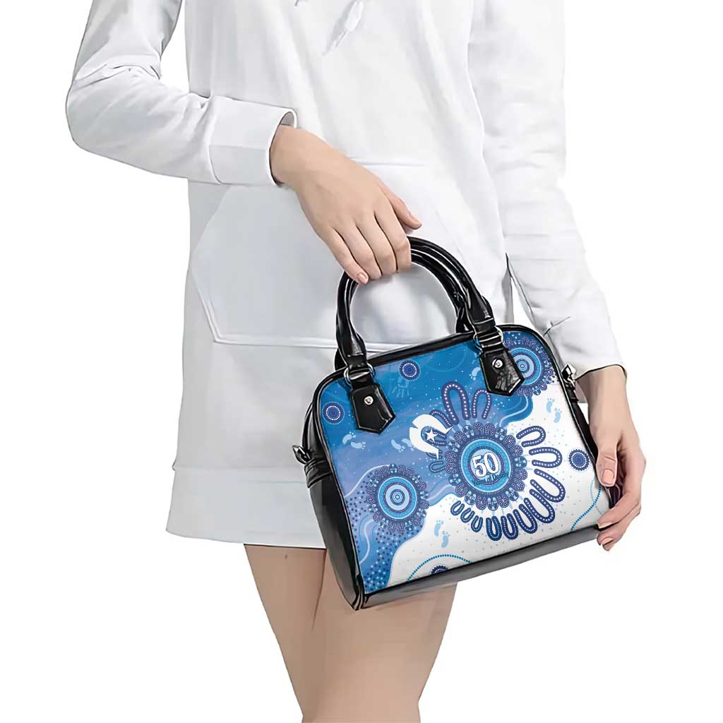 NAIDOC Week 2026 Shoulder Handbag 50 Years Deadly Dhari Blue Aboriginal Art