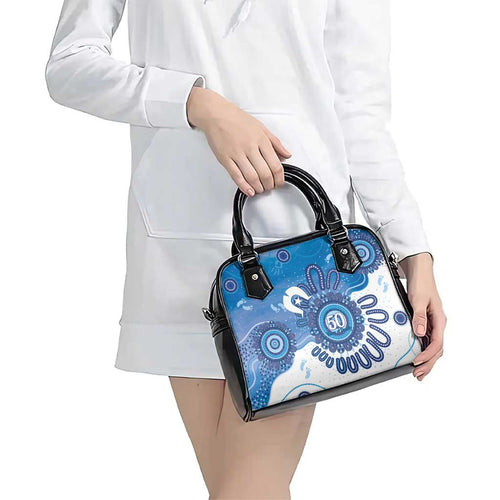 NAIDOC Week 2026 Shoulder Handbag 50 Years Deadly Dhari Blue Aboriginal Art
