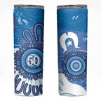 NAIDOC Week 2026 Skinny Tumbler 50 Years Deadly Dhari Blue Aboriginal Art