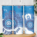 NAIDOC Week 2026 Skinny Tumbler 50 Years Deadly Dhari Blue Aboriginal Art