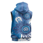 NAIDOC Week 2026 Sleeveless Hoodie 50 Years Deadly Dhari Blue Aboriginal Art