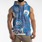 NAIDOC Week 2026 Sleeveless Hoodie 50 Years Deadly Dhari Blue Aboriginal Art