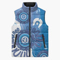 NAIDOC Week 2026 Sleeveless Puffer Jacket 50 Years Deadly Dhari Blue Aboriginal Art