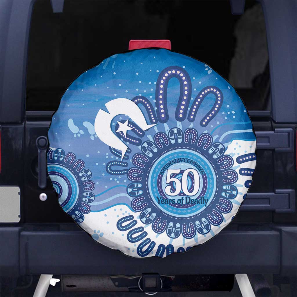 NAIDOC Week 2026 Spare Tire Cover 50 Years Deadly Dhari Blue Aboriginal Art