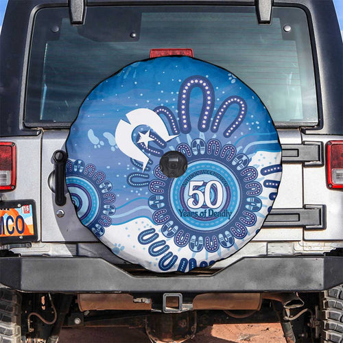 NAIDOC Week 2026 Spare Tire Cover 50 Years Deadly Dhari Blue Aboriginal Art