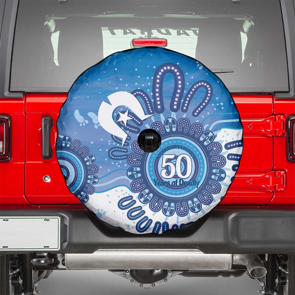 NAIDOC Week 2026 Spare Tire Cover 50 Years Deadly Dhari Blue Aboriginal Art