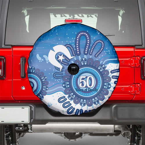 NAIDOC Week 2026 Spare Tire Cover 50 Years Deadly Dhari Blue Aboriginal Art