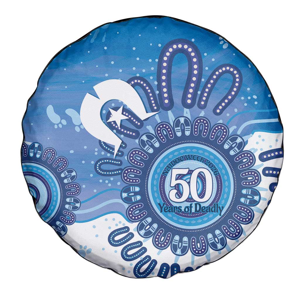 NAIDOC Week 2026 Spare Tire Cover 50 Years Deadly Dhari Blue Aboriginal Art
