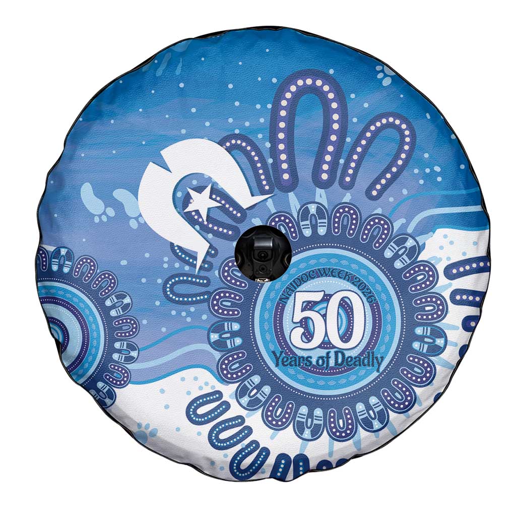 NAIDOC Week 2026 Spare Tire Cover 50 Years Deadly Dhari Blue Aboriginal Art