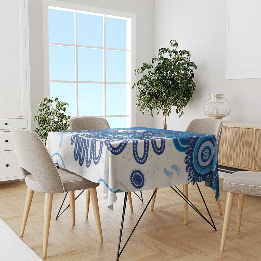NAIDOC Week 2026 Tablecloth 50 Years Deadly Dhari Blue Aboriginal Art