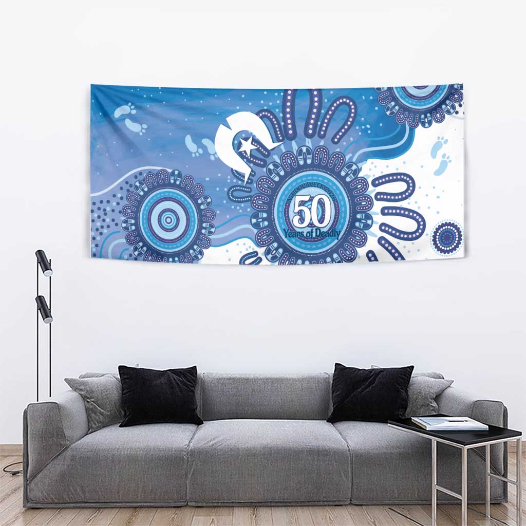 NAIDOC Week 2026 Tapestry 50 Years Deadly Dhari Blue Aboriginal Art