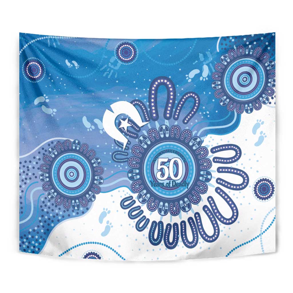 NAIDOC Week 2026 Tapestry 50 Years Deadly Dhari Blue Aboriginal Art