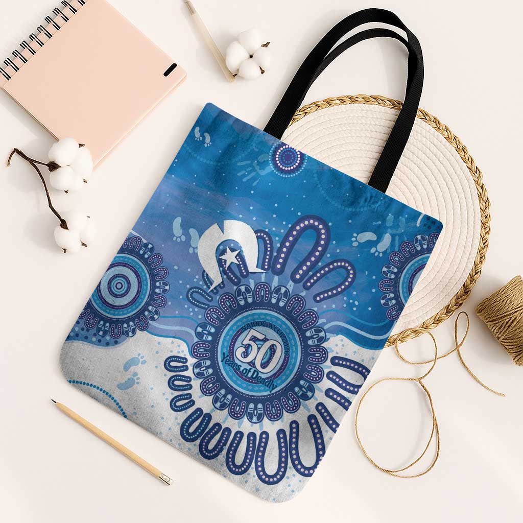 NAIDOC Week 2026 Tote Bag 50 Years Deadly Dhari Blue Aboriginal Art