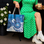 NAIDOC Week 2026 Tote Bag 50 Years Deadly Dhari Blue Aboriginal Art