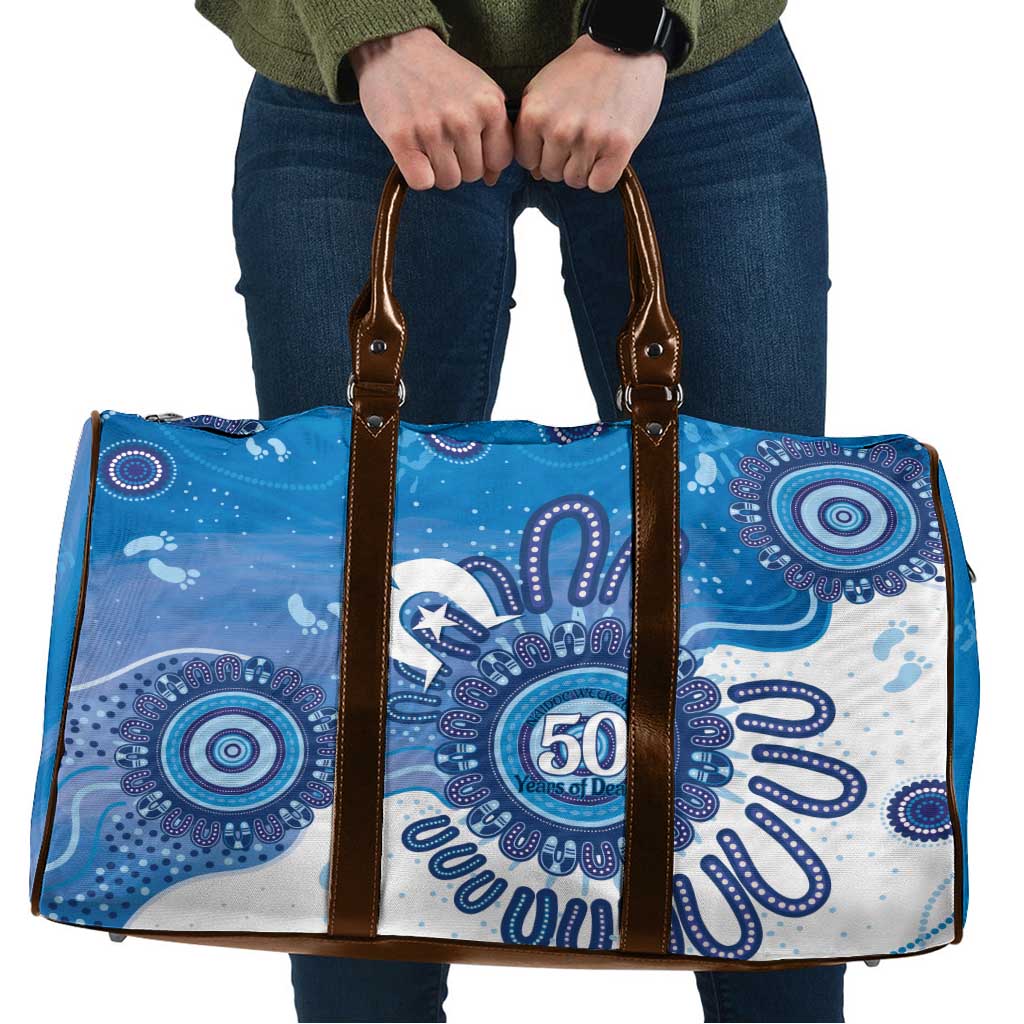 NAIDOC Week 2026 Travel Bag 50 Years Deadly Dhari Blue Aboriginal Art