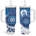 NAIDOC Week 2026 Tumbler With Handle 50 Years Deadly Dhari Blue Aboriginal Art