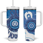 NAIDOC Week 2026 Tumbler With Handle 50 Years Deadly Dhari Blue Aboriginal Art