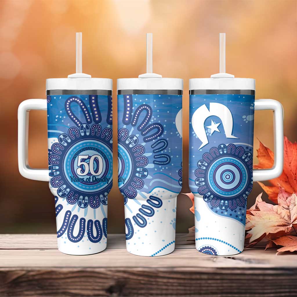 NAIDOC Week 2026 Tumbler With Handle 50 Years Deadly Dhari Blue Aboriginal Art