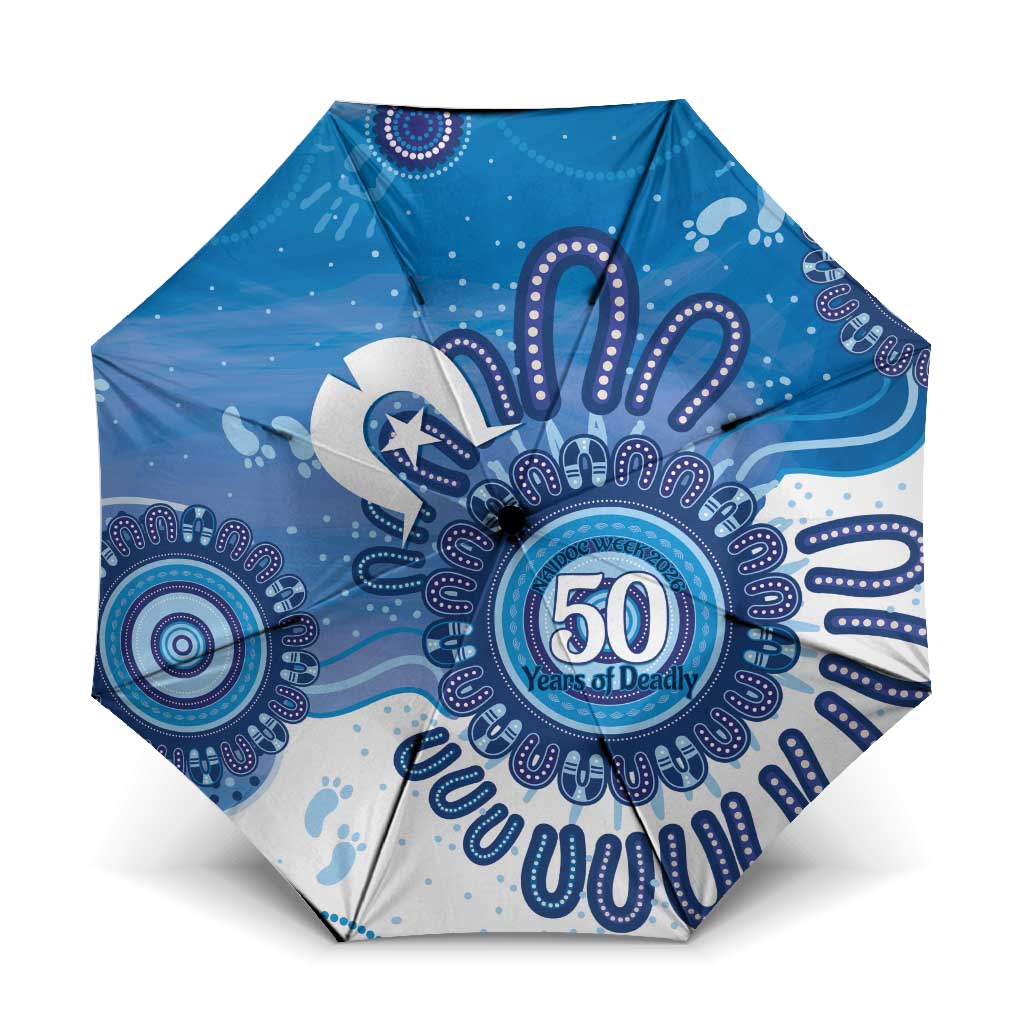 NAIDOC Week 2026 Umbrella 50 Years Deadly Dhari Blue Aboriginal Art