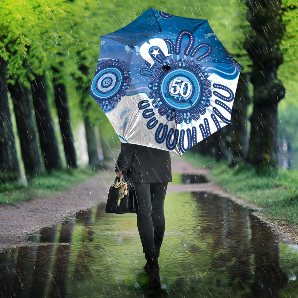 NAIDOC Week 2026 Umbrella 50 Years Deadly Dhari Blue Aboriginal Art