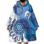 NAIDOC Week 2026 Wearable Blanket Hoodie 50 Years Deadly Dhari Blue Aboriginal Art