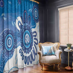 NAIDOC Week 2026 Window Curtain 50 Years Deadly Dhari Blue Aboriginal Art