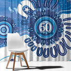 NAIDOC Week 2026 Window Curtain 50 Years Deadly Dhari Blue Aboriginal Art