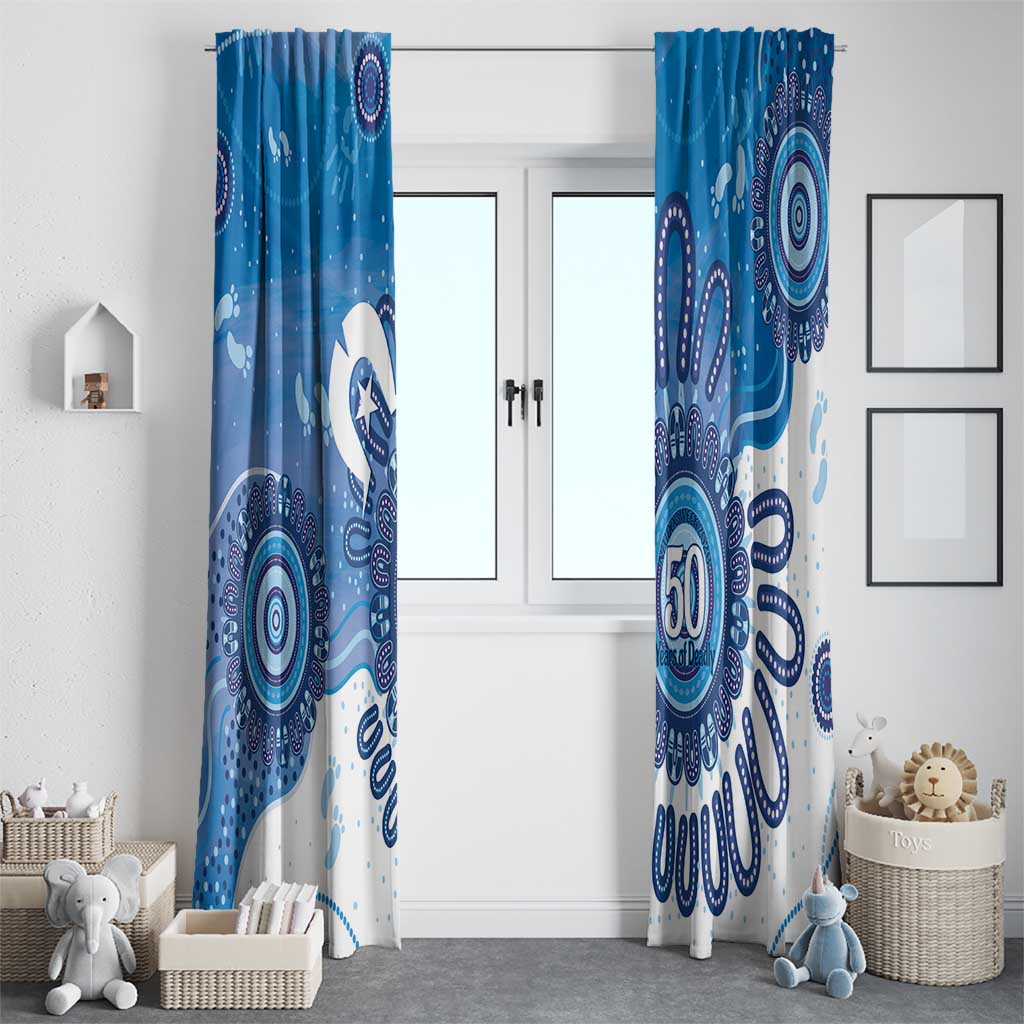 NAIDOC Week 2026 Window Curtain 50 Years Deadly Dhari Blue Aboriginal Art